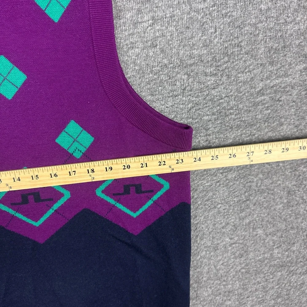 NEW J Lindeberg Argyle Sweater Vest Mens XL Purple 100% Merino Wool Gloxinia NWT